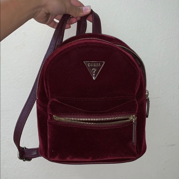 guess red velvet bag